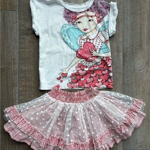 Girls Paper Wings White, Red and Pink Heart Fairy Matching Set
